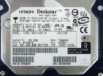 Olixir ���������� ������� ���� Hitachi IC35L120.